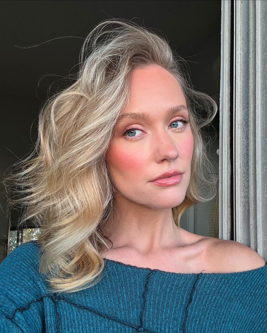Hair and makeup soft glam with beach waves